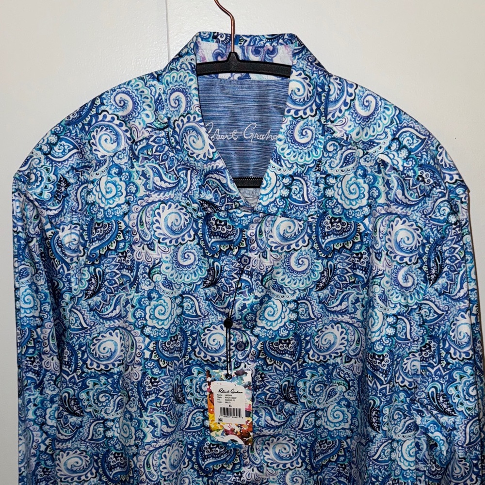 *SOLD* Men's Blue Paisley Shirt